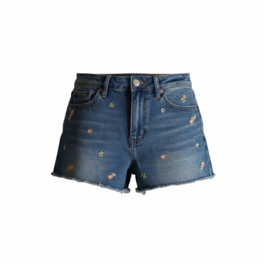 AMERICAN EAGLE Denim Shorts WITH FLOWER DESIGN SIZE 0 - Picture 5 of 7